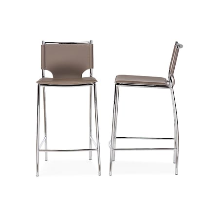 Baxton Studio Montclare Taupe Bonded Leather Upholstered Modern Counter Stool, PK2 119-6660